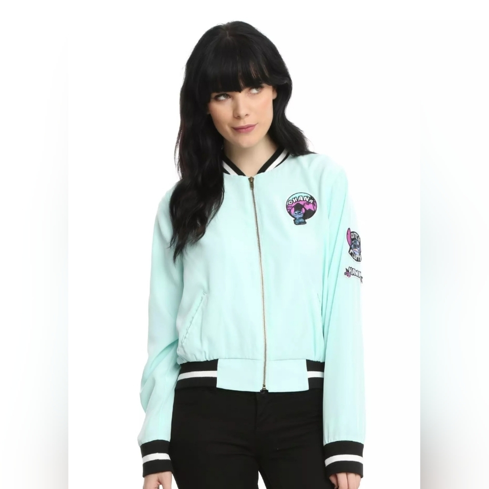 Disney Lilo & Stitch Patched Girls Satin Souvenir Jacket💙🤍 - Picture 3 of 16